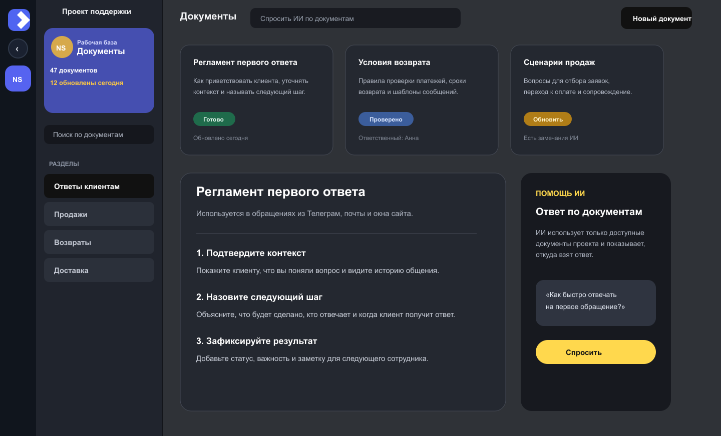 Документы и готовые ответы SPAN